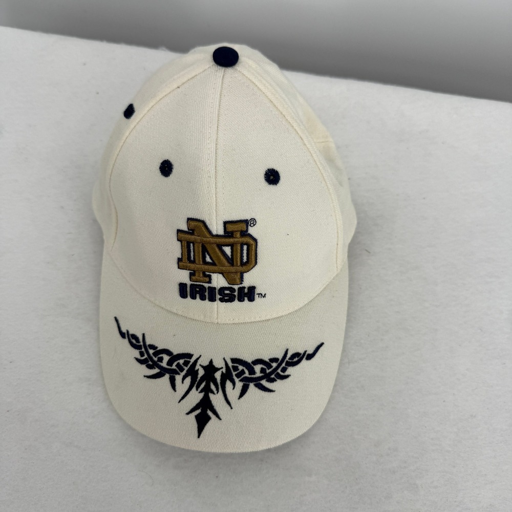Notre Dame Fighting Irish Hat Team Edition Cream Navy Tribal S/M Vintage Cap